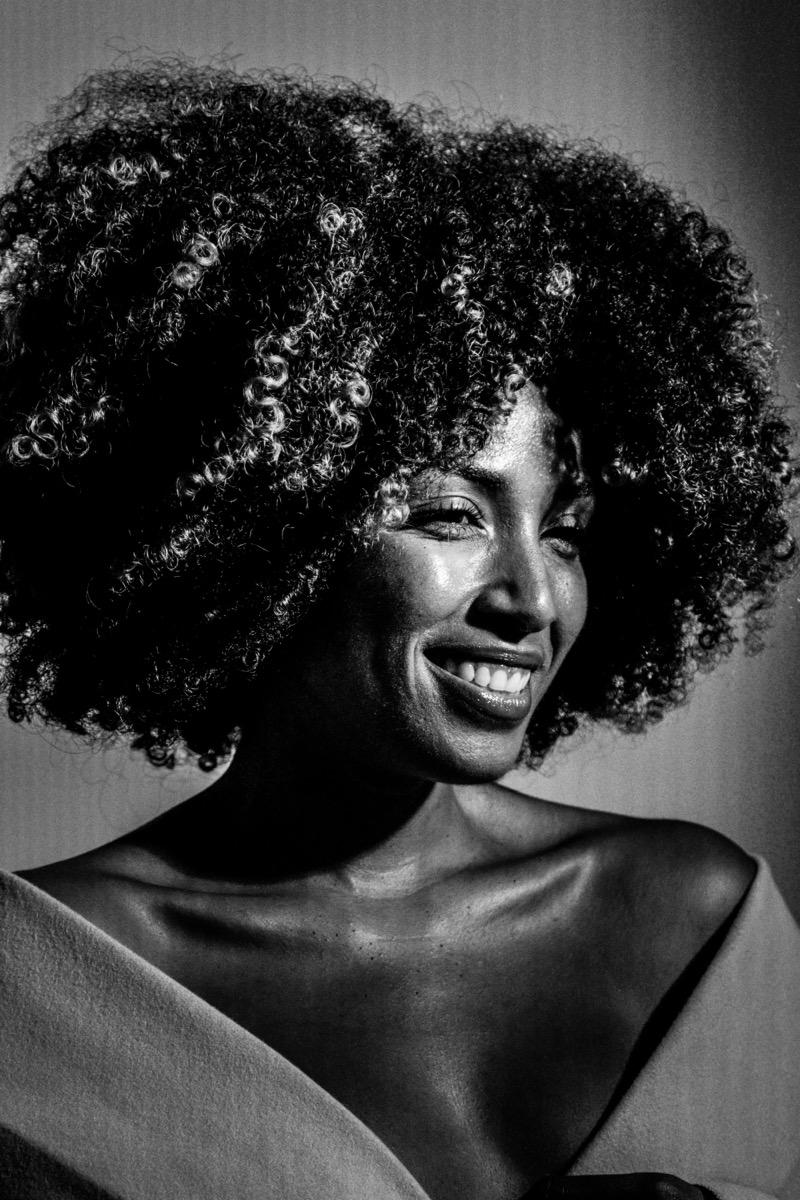 Beautiful 4A coily hair styled in a full afro